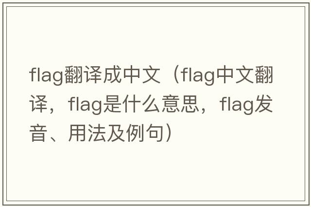 flag翻譯成中文（flag中文翻譯，flag是什么意思，flag發(fā)音、用法及例句）