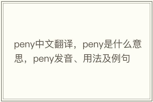 Peny中文翻譯，Peny是什么意思，Peny發(fā)音、用法及例句