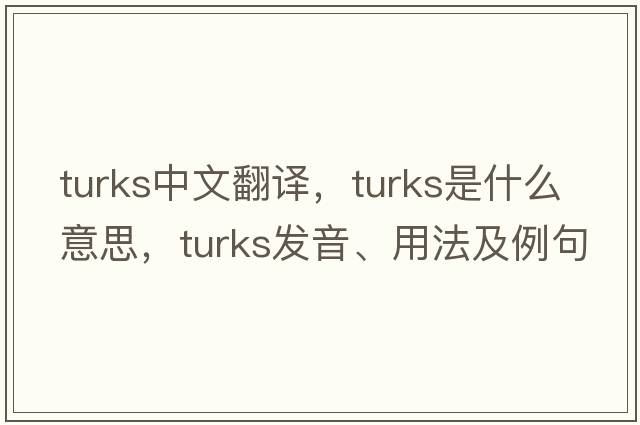 turks中文翻譯，turks是什么意思，turks發(fā)音、用法及例句