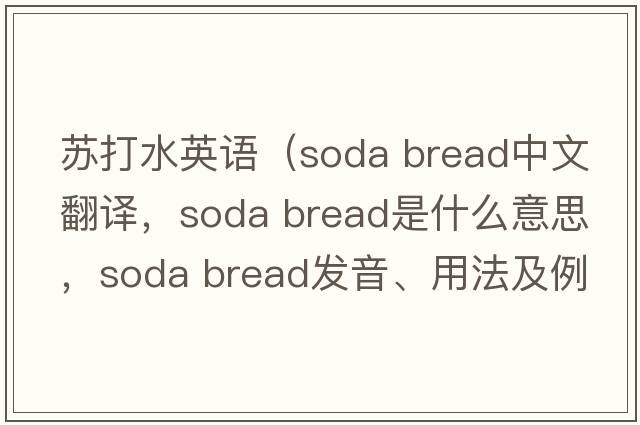 蘇打水英語（soda bread中文翻譯，soda bread是什么意思，soda bread發(fā)音、用法及例句）