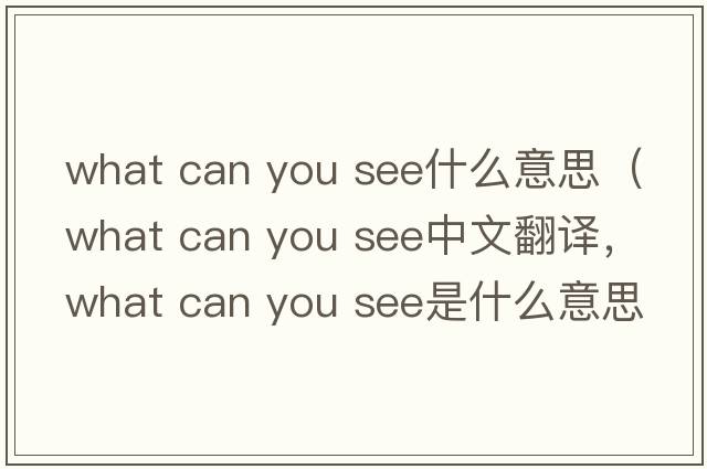 what can you see什么意思（what can you see中文翻譯，what can you see是什么意思，what can you see發(fā)音、用法及例句）