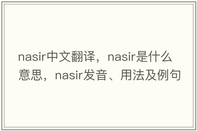 NASIR中文翻譯，NASIR是什么意思，NASIR發(fā)音、用法及例句