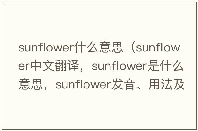 sunflower什么意思（sunflower中文翻譯，sunflower是什么意思，sunflower發(fā)音、用法及例句）