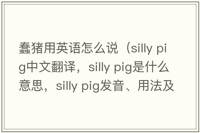 蠢豬用英語怎么說（silly pig中文翻譯，silly pig是什么意思，silly pig發(fā)音、用法及例句）
