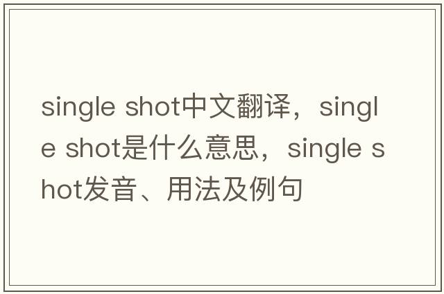 single shot中文翻譯，single shot是什么意思，single shot發(fā)音、用法及例句