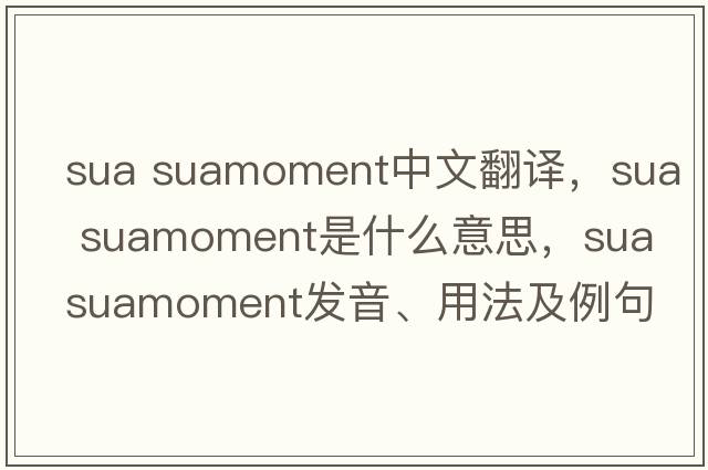 sua suamoment中文翻譯，sua suamoment是什么意思，sua suamoment發(fā)音、用法及例句