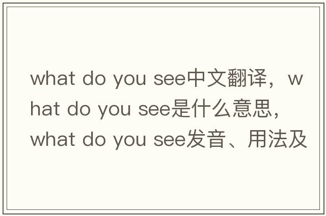 what do you see中文翻譯，what do you see是什么意思，what do you see發(fā)音、用法及例句