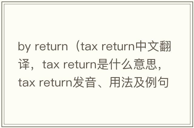 by return（tax return中文翻譯，tax return是什么意思，tax return發(fā)音、用法及例句）