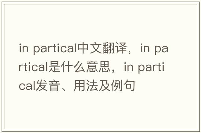 in partical中文翻譯，in partical是什么意思，in partical發(fā)音、用法及例句