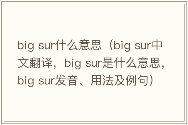 big sur什么意思（big sur中文翻譯，big sur是什么意思，big sur發(fā)音、用法及例句）