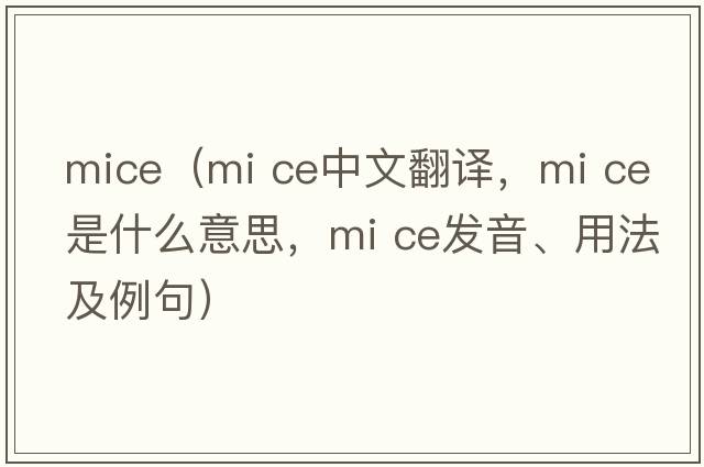 mice（mi ce中文翻譯，mi ce是什么意思，mi ce發(fā)音、用法及例句）