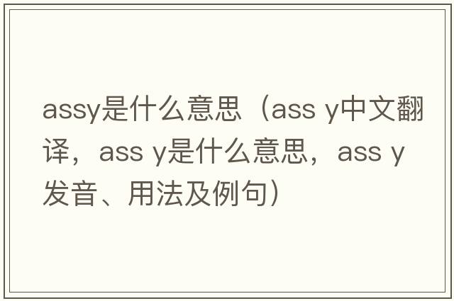 assy是什么意思（ass y中文翻譯，ass y是什么意思，ass y發(fā)音、用法及例句）