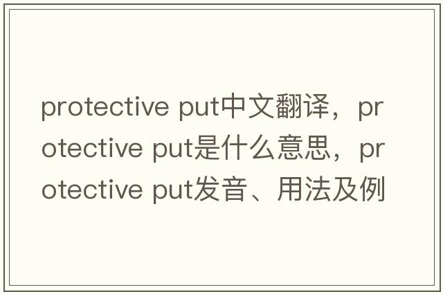 protective put中文翻譯，protective put是什么意思，protective put發(fā)音、用法及例句