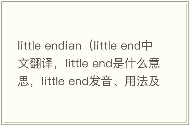 little endian（little end中文翻譯，little end是什么意思，little end發(fā)音、用法及例句）