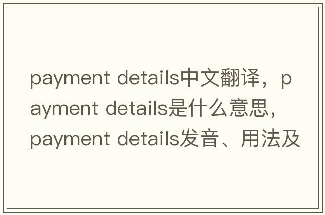 payment details中文翻譯，payment details是什么意思，payment details發(fā)音、用法及例句