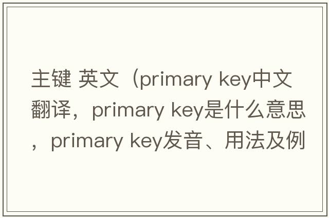 主鍵 英文（primary key中文翻譯，primary key是什么意思，primary key發(fā)音、用法及例句）
