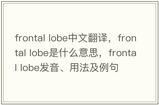 frontal lobe中文翻譯，frontal lobe是什么意思，frontal lobe發(fā)音、用法及例句