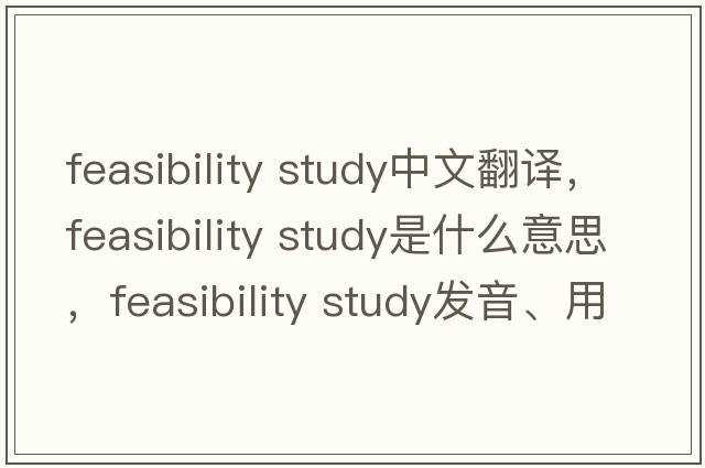 feasibility study中文翻譯，feasibility study是什么意思，feasibility study發(fā)音、用法及例句
