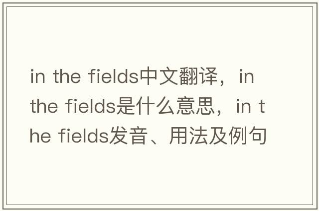 in the fields中文翻譯，in the fields是什么意思，in the fields發(fā)音、用法及例句