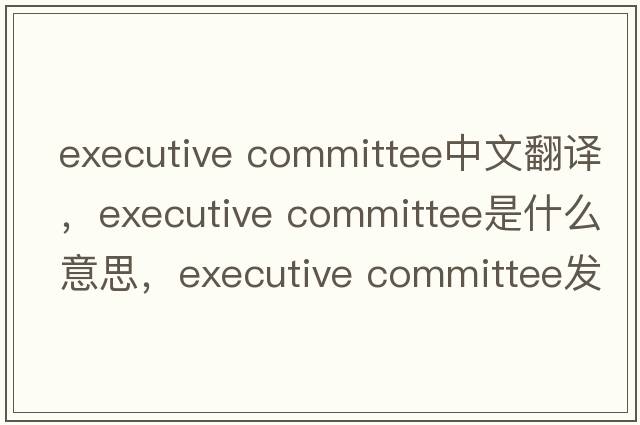 executive committee中文翻譯，executive committee是什么意思，executive committee發(fā)音、用法及例句