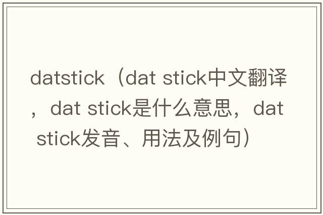 datstick（dat stick中文翻譯，dat stick是什么意思，dat stick發(fā)音、用法及例句）