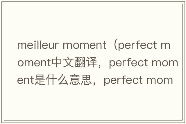 meilleur moment（perfect moment中文翻譯，perfect moment是什么意思，perfect moment發(fā)音、用法及例句）