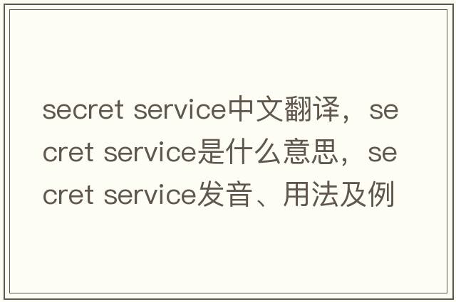secret service中文翻譯，secret service是什么意思，secret service發(fā)音、用法及例句