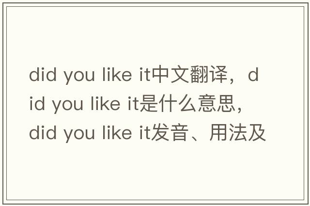 did you like it中文翻譯，did you like it是什么意思，did you like it發(fā)音、用法及例句