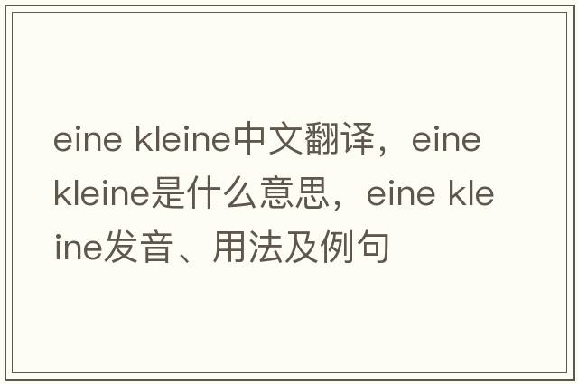 eine kleine中文翻譯，eine kleine是什么意思，eine kleine發(fā)音、用法及例句