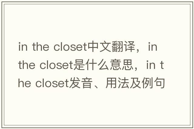 in the closet中文翻譯，in the closet是什么意思，in the closet發(fā)音、用法及例句