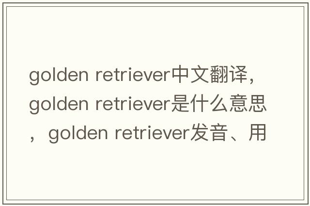 golden retriever中文翻譯，golden retriever是什么意思，golden retriever發(fā)音、用法及例句
