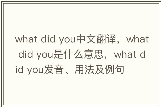 what did you中文翻譯，what did you是什么意思，what did you發(fā)音、用法及例句