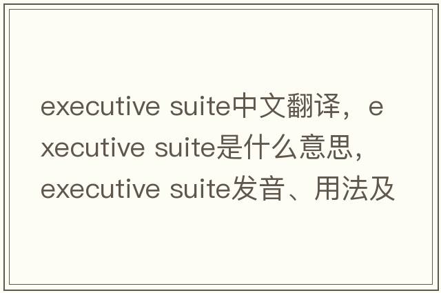 executive suite中文翻譯，executive suite是什么意思，executive suite發(fā)音、用法及例句