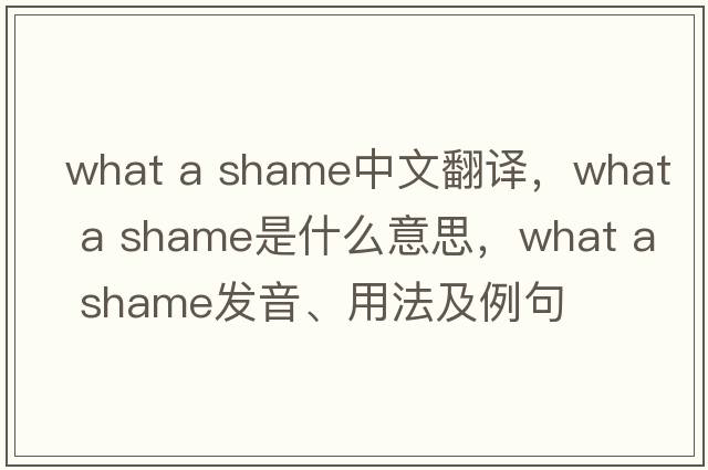 what a shame中文翻譯，what a shame是什么意思，what a shame發(fā)音、用法及例句