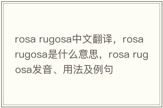 rosa rugosa中文翻譯，rosa rugosa是什么意思，rosa rugosa發(fā)音、用法及例句