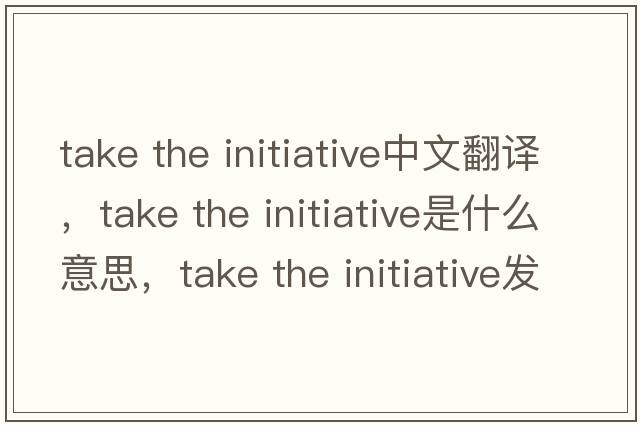 take the initiative中文翻譯，take the initiative是什么意思，take the initiative發(fā)音、用法及例句