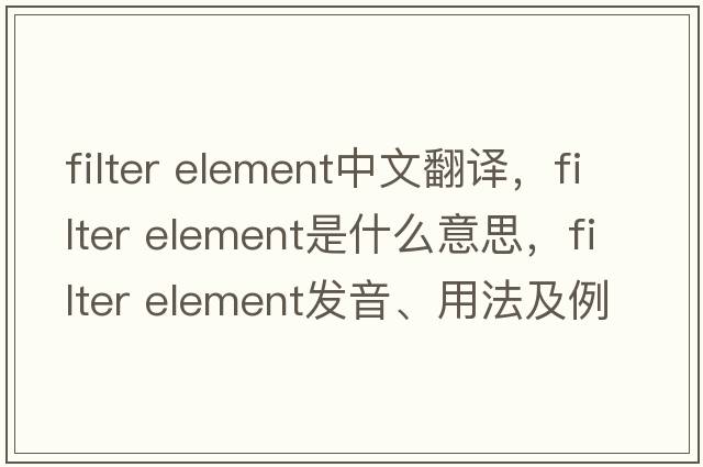 filter element中文翻譯，filter element是什么意思，filter element發(fā)音、用法及例句