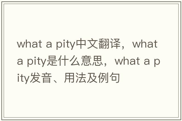 what a pity中文翻譯，what a pity是什么意思，what a pity發(fā)音、用法及例句