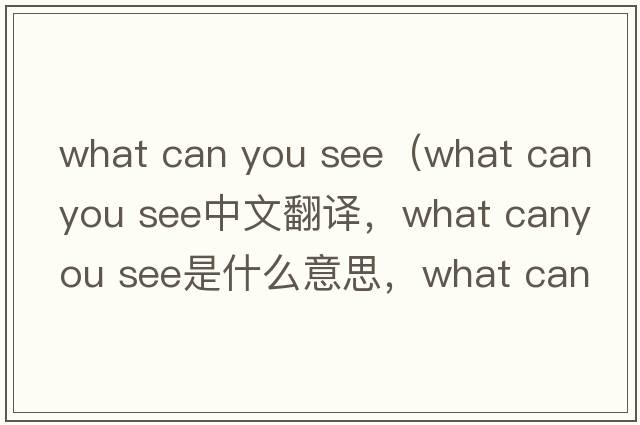 what can you see（what canyou see中文翻譯，what canyou see是什么意思，what canyou see發(fā)音、用法及例句）