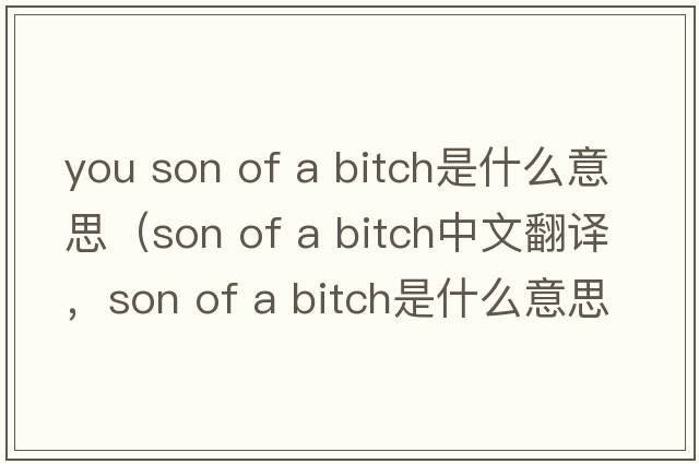 you son of a bitch是什么意思（son of a bitch中文翻譯，son of a bitch是什么意思，son of a bitch發(fā)音、用法及例句）