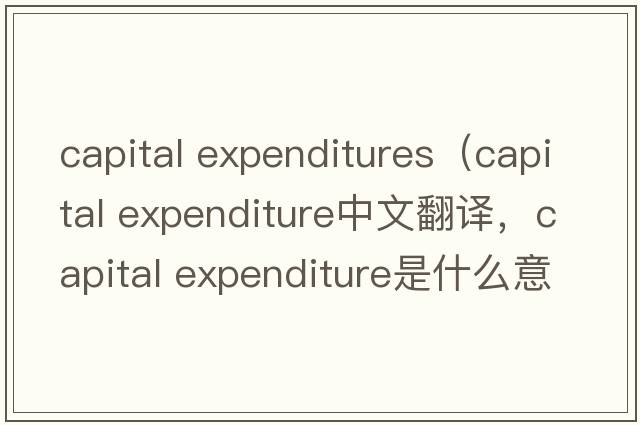 capital expenditures（capital expenditure中文翻譯，capital expenditure是什么意思，capital expenditure發(fā)音、用法及例句）