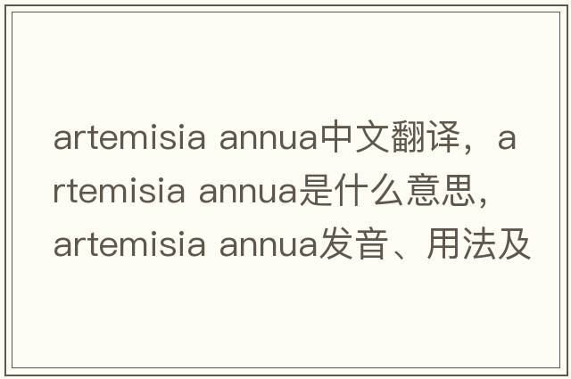 artemisia annua中文翻譯，artemisia annua是什么意思，artemisia annua發(fā)音、用法及例句