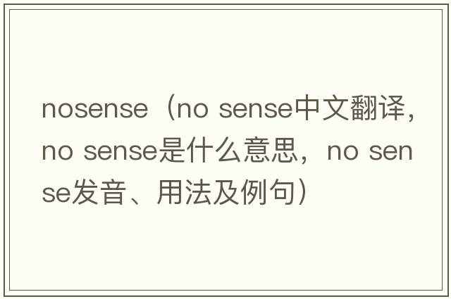 nosense（no sense中文翻譯，no sense是什么意思，no sense發(fā)音、用法及例句）