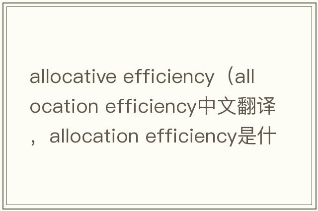 allocative efficiency（allocation efficiency中文翻譯，allocation efficiency是什么意思，allocation efficiency發(fā)音、用