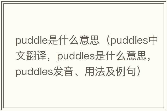 puddle是什么意思（puddles中文翻譯，puddles是什么意思，puddles發(fā)音、用法及例句）