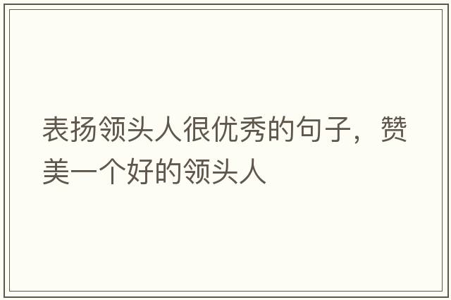 表揚(yáng)領(lǐng)頭人很優(yōu)秀的句子，贊美一個(gè)好的領(lǐng)頭人