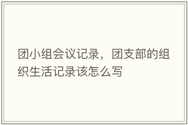 團(tuán)小組會(huì)議記錄，團(tuán)支部的組織生活記錄該怎么寫