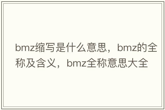 bmz縮寫是什么意思，bmz的全稱及含義，bmz全稱意思大全