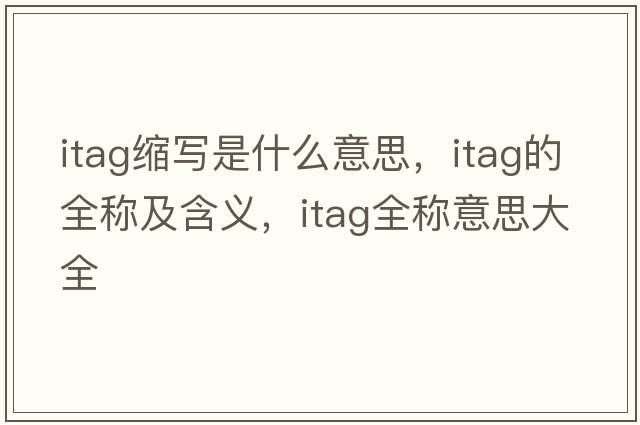 itag縮寫是什么意思，itag的全稱及含義，itag全稱意思大全