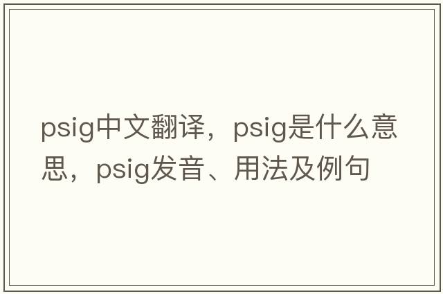 psig中文翻譯，psig是什么意思，psig發(fā)音、用法及例句